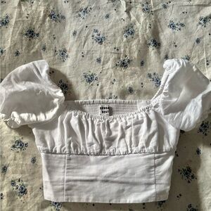 Sunday Best White Puff Sleeve Crop Top